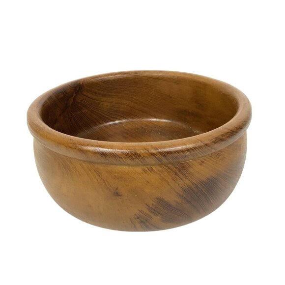 Decorative Wood Fruit Bowl Medium Brown 9.5 inch Diameter Farmhouse Boho Style - Picture 1 of 4